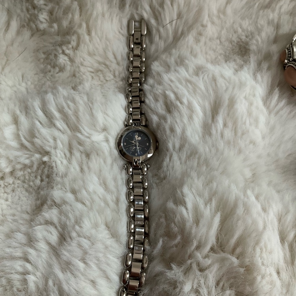 Silver Watch with Black Dial Disney Store Vintage